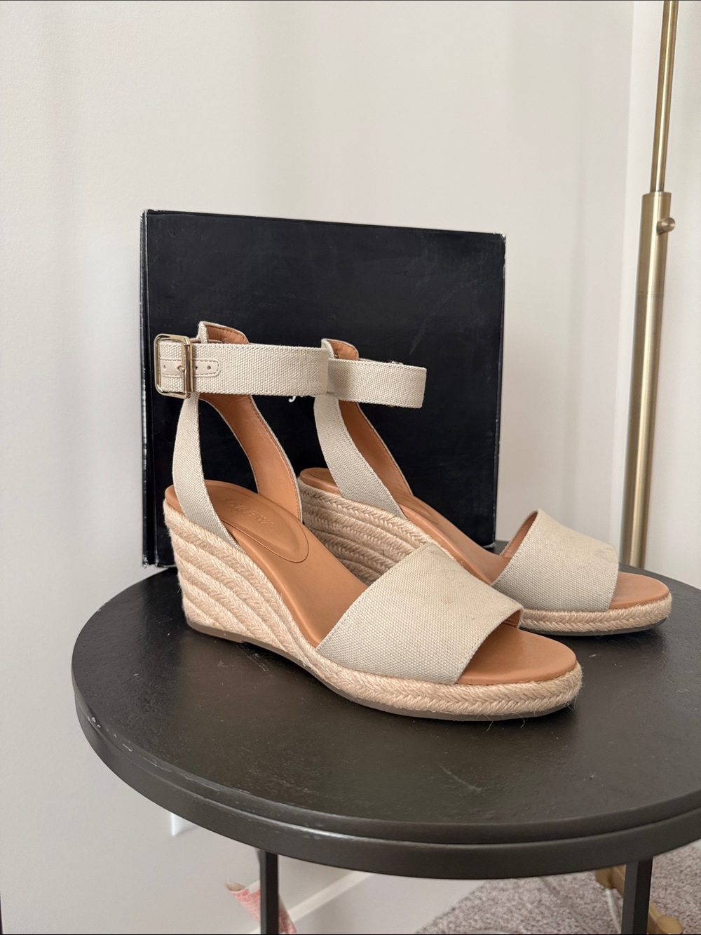 J. Crew Neutral Canvas Espadrille Wedge Sandals